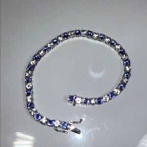 NWT NYC11 Sterling Silver Genuine Gemstone Eternity Line Bracelet Boho